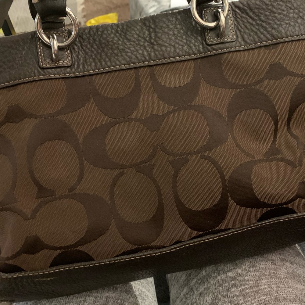 Authentic Coach Brown Signature Leather Handbag